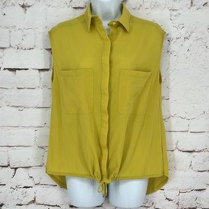 Trina Turk Sleeveless Cotton Button Down, Size M